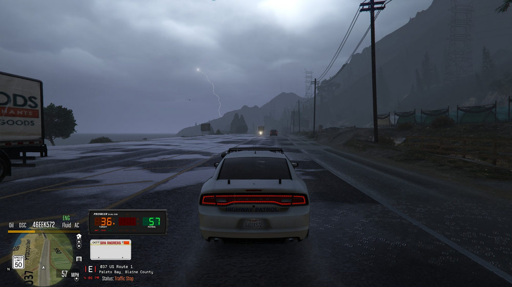 Could contain: vehicle, land vehicle, cloud, sky, road, text, outdoor, car, wheel, fog, highway, way, street