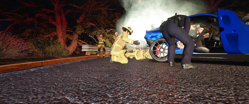 Could contain: clothing, footwear, land vehicle, wheel, ground, vehicle, man, smoke, outdoor, person, people, night