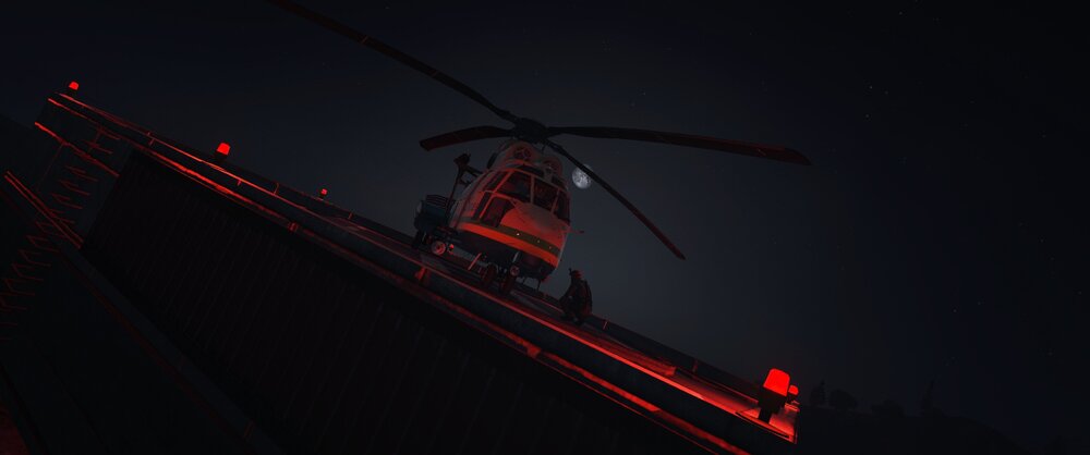 Could contain: sky, outdoor, transport, helicopter rotor, helicopter, rotorcraft, light, red, night