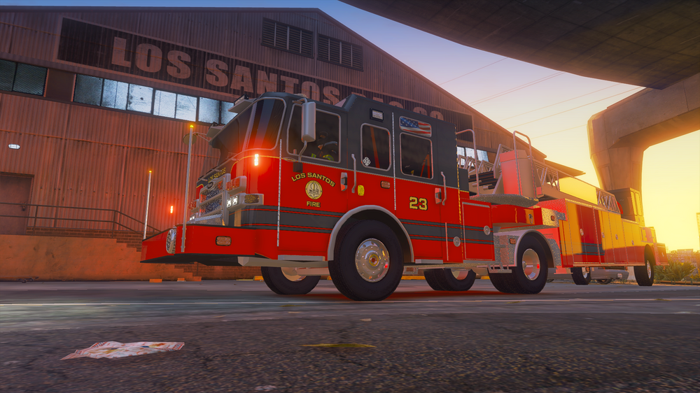 Could contain: vehicle, transport, fire, land vehicle, wheel, outdoor, firefighter, fire department, road, emergency service, sky, fire apparatus, truck, emergency vehicle, emergency, building, auto part, rescue, fire station, service, red, parked, street