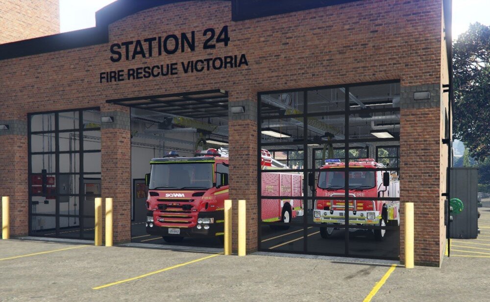 Could contain: outdoor, vehicle, land vehicle, building, wheel, text, road, sky, truck, tire, parked, bus, red, ground