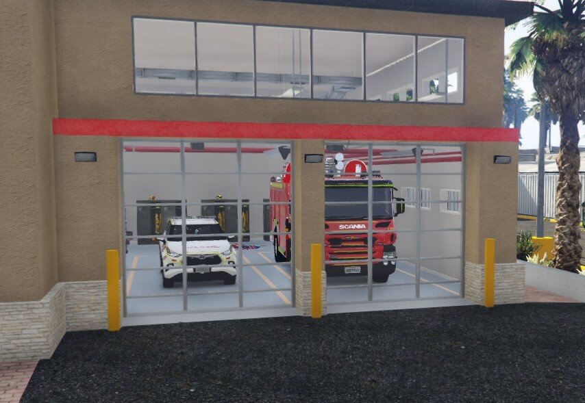 Could contain: wheel, land vehicle, building, vehicle, outdoor, tire, car, tree, road, ground, red, floor, store, parked, fire