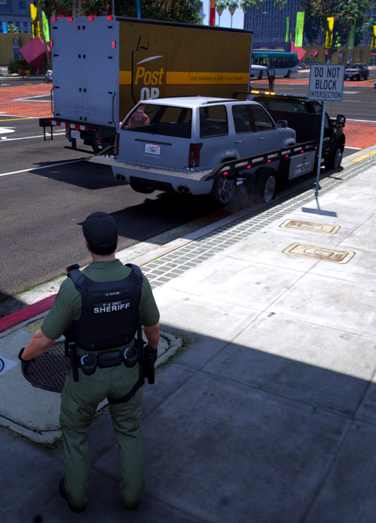 Could contain: clothing, vehicle, outdoor, land vehicle, footwear, person, firefighter, wheel, truck, man, road, ground, street